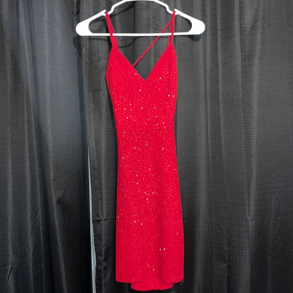 Small Sparkly mini red dress super stretchy